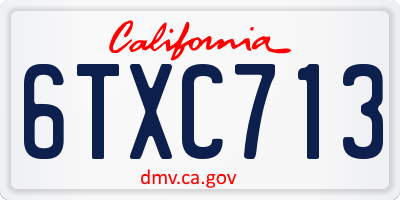 CA license plate 6TXC713
