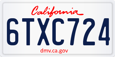 CA license plate 6TXC724