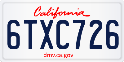 CA license plate 6TXC726