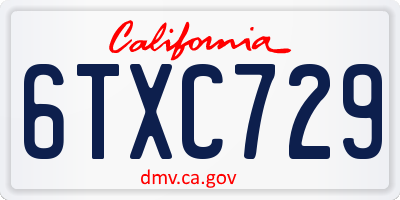 CA license plate 6TXC729