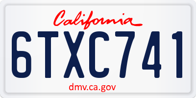 CA license plate 6TXC741
