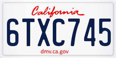 CA license plate 6TXC745