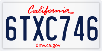 CA license plate 6TXC746