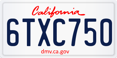 CA license plate 6TXC750