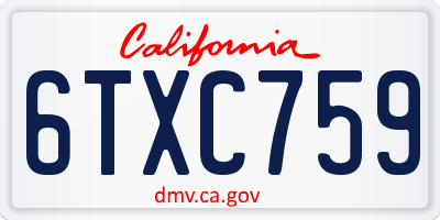 CA license plate 6TXC759