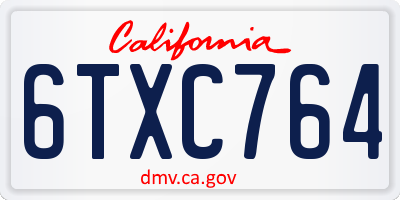 CA license plate 6TXC764