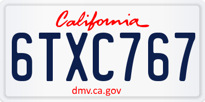 CA license plate 6TXC767