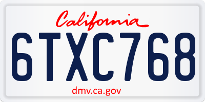 CA license plate 6TXC768