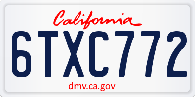 CA license plate 6TXC772