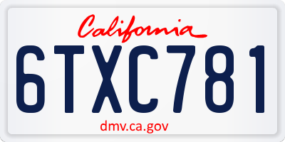 CA license plate 6TXC781