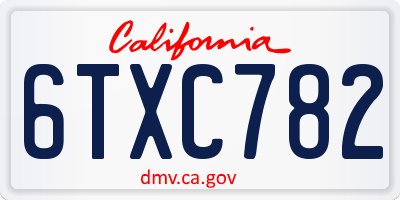 CA license plate 6TXC782