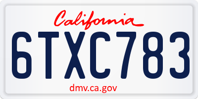 CA license plate 6TXC783