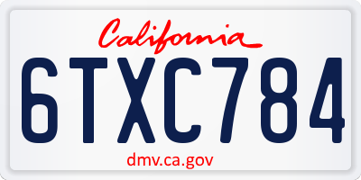 CA license plate 6TXC784
