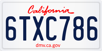 CA license plate 6TXC786