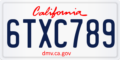 CA license plate 6TXC789