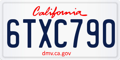 CA license plate 6TXC790