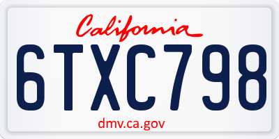 CA license plate 6TXC798