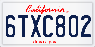 CA license plate 6TXC802