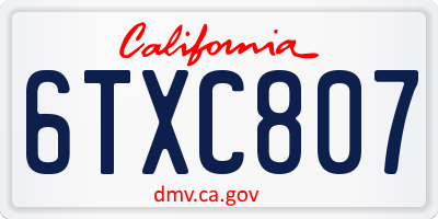 CA license plate 6TXC807