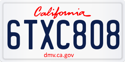 CA license plate 6TXC808