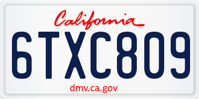 CA license plate 6TXC809