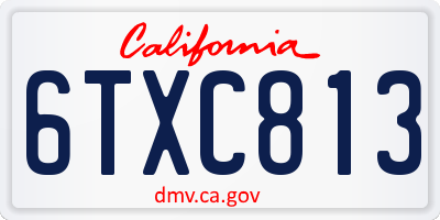 CA license plate 6TXC813