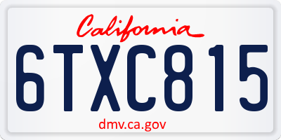 CA license plate 6TXC815