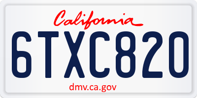 CA license plate 6TXC820