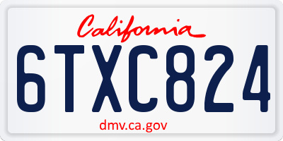 CA license plate 6TXC824