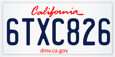 CA license plate 6TXC826