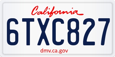 CA license plate 6TXC827