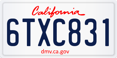 CA license plate 6TXC831