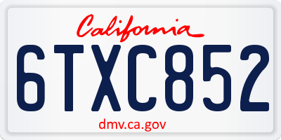 CA license plate 6TXC852