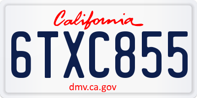 CA license plate 6TXC855
