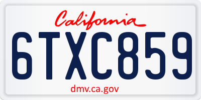 CA license plate 6TXC859