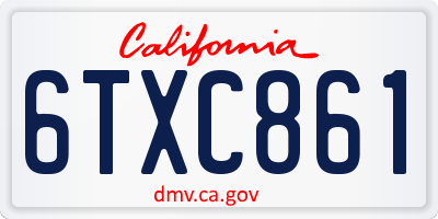 CA license plate 6TXC861