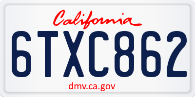 CA license plate 6TXC862