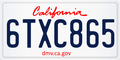 CA license plate 6TXC865