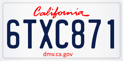 CA license plate 6TXC871