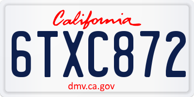 CA license plate 6TXC872