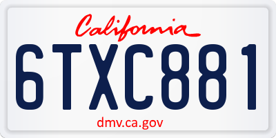 CA license plate 6TXC881