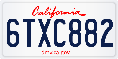 CA license plate 6TXC882