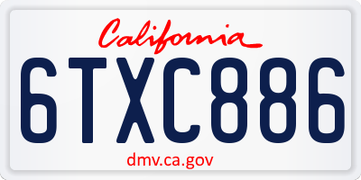 CA license plate 6TXC886