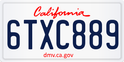 CA license plate 6TXC889