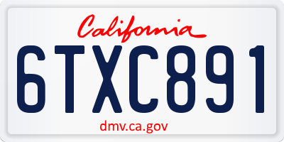 CA license plate 6TXC891