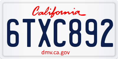 CA license plate 6TXC892