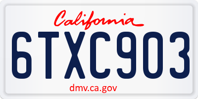 CA license plate 6TXC903