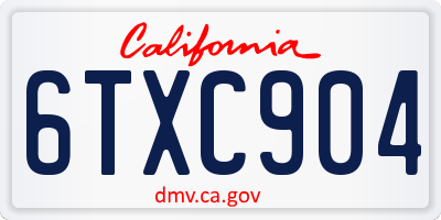 CA license plate 6TXC904