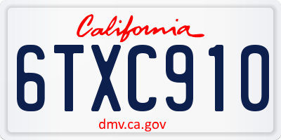 CA license plate 6TXC910