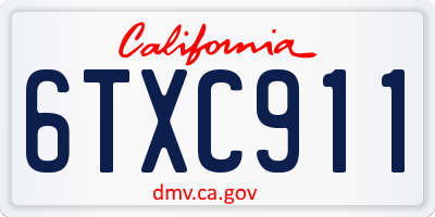 CA license plate 6TXC911